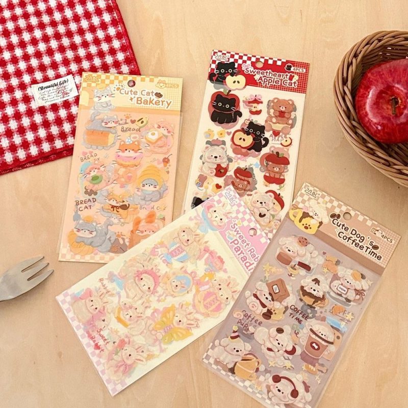 Bộ 4 tờ sticker PET cute STI112