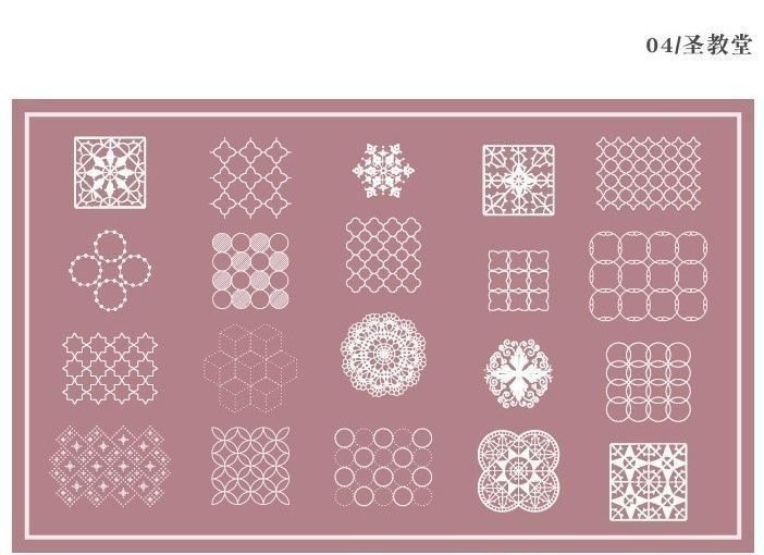 Bộ 40 sticker trong suốt STI010 - Ô vuông hoa văn - NN