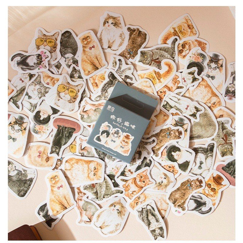 Bộ 45 sticker dễ thương hoạt hình - nhãn dán hình động vật cute STI38