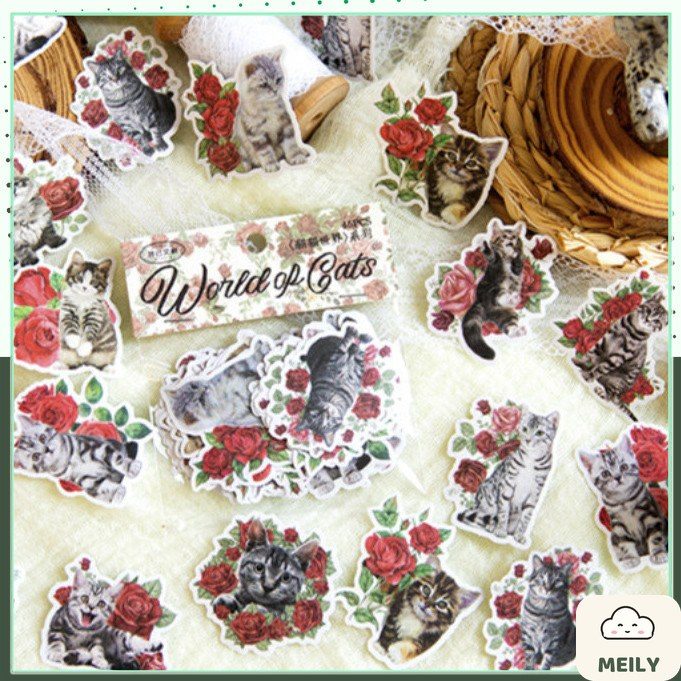 Bộ 45 sticker thế giới mèo World of Cat cho sổ bullet