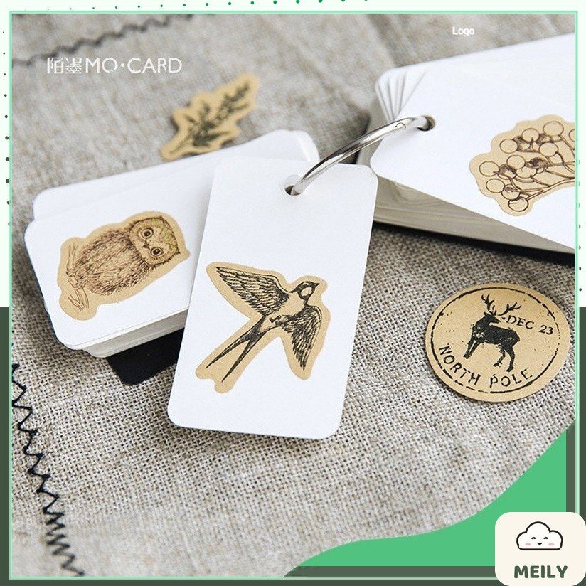 Bộ 46 Sticker Vintage đen trắng nền màu kraft ST03