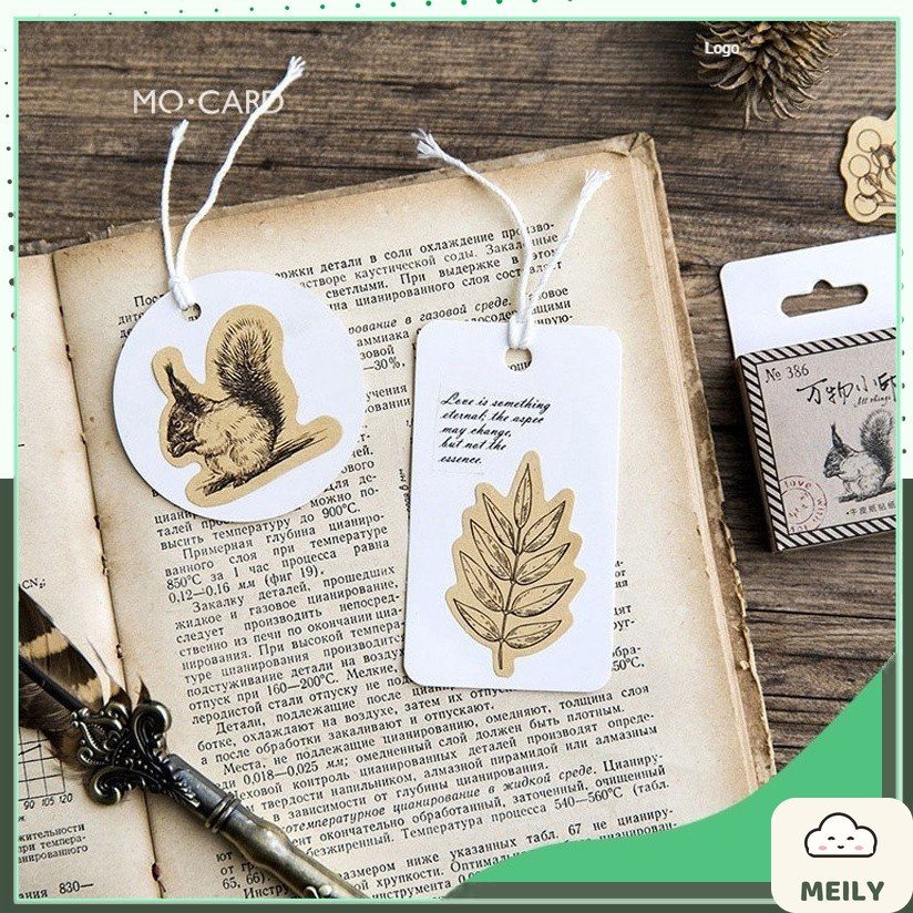 Bộ 46 Sticker Vintage đen trắng nền màu kraft ST03