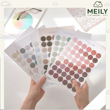 Bộ 48 sticker dán hình tròn nhiều màu