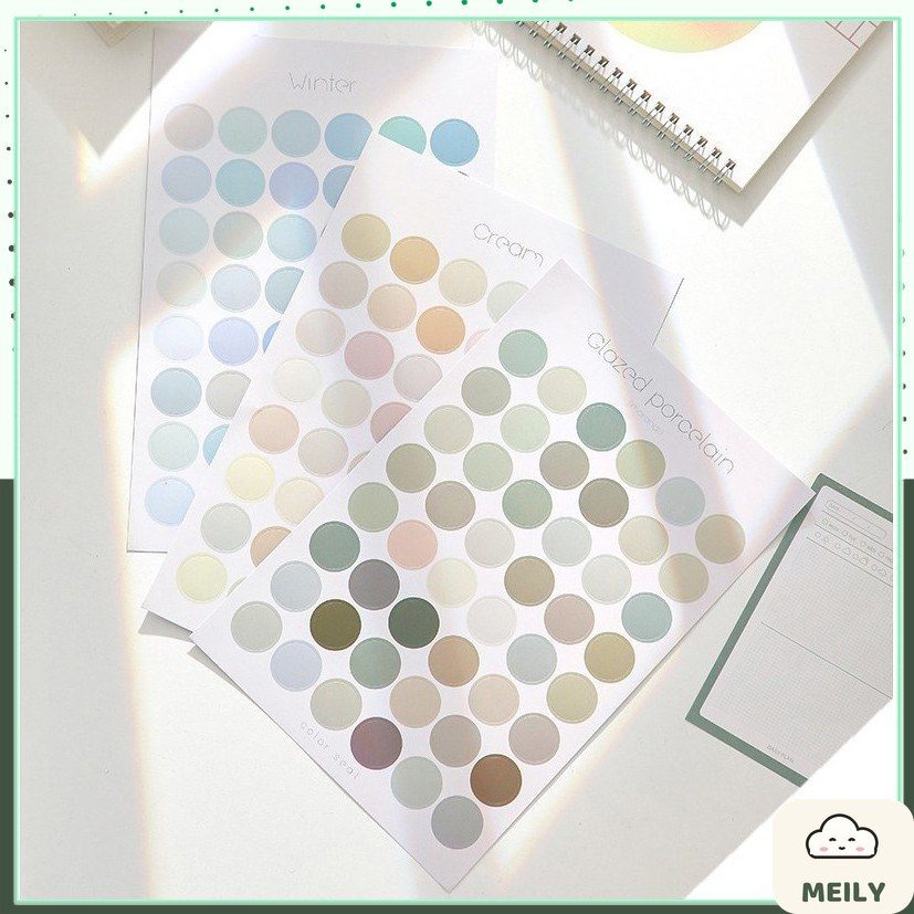 Bộ 48 sticker dán hình tròn nhiều màu