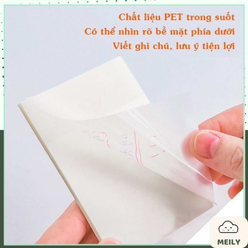 Bộ 50 giấy note ghi chú trong suốt