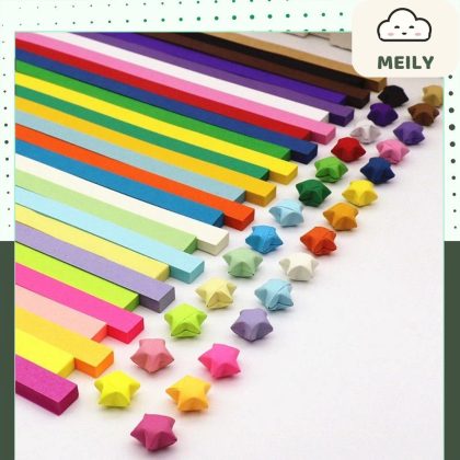 Bộ 540 tờ giấy gấp sao origami 8 màu gradient
