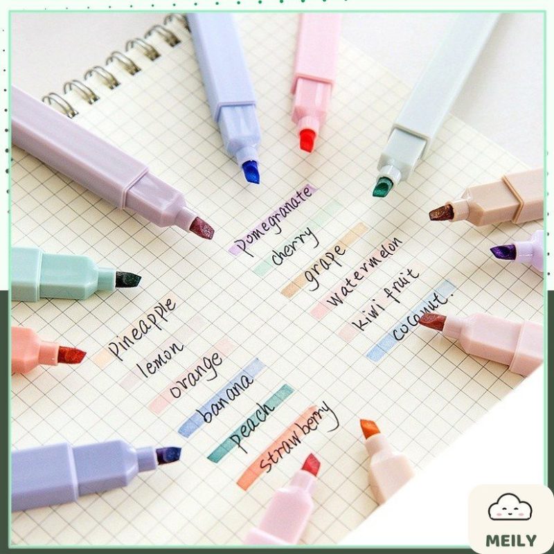 Bộ 6 bút highlight thân vuông màu Pastel, bút đánh dấu HI05