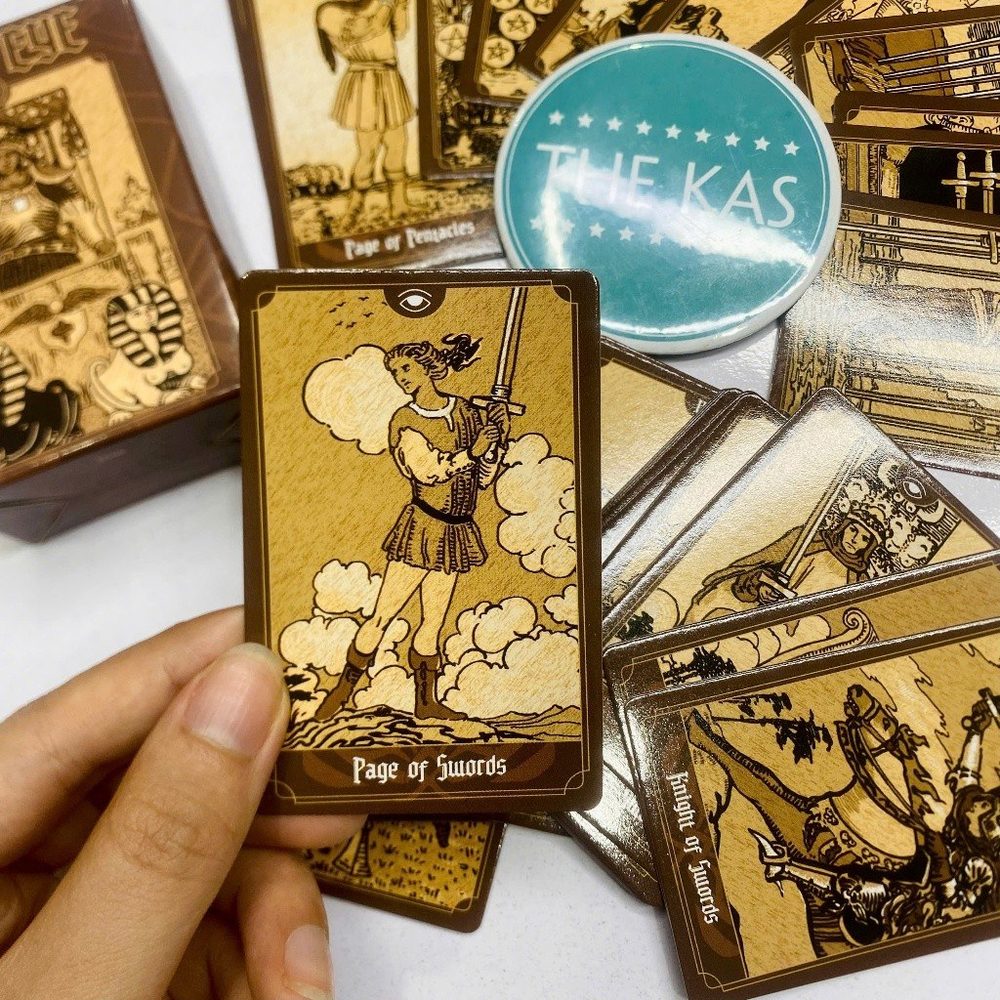 Bộ Bài lá tiếng Anh Deep Eye A.E. Tarot DY1 Ver Nâu 78 Huyền Học trò chơi tarrot