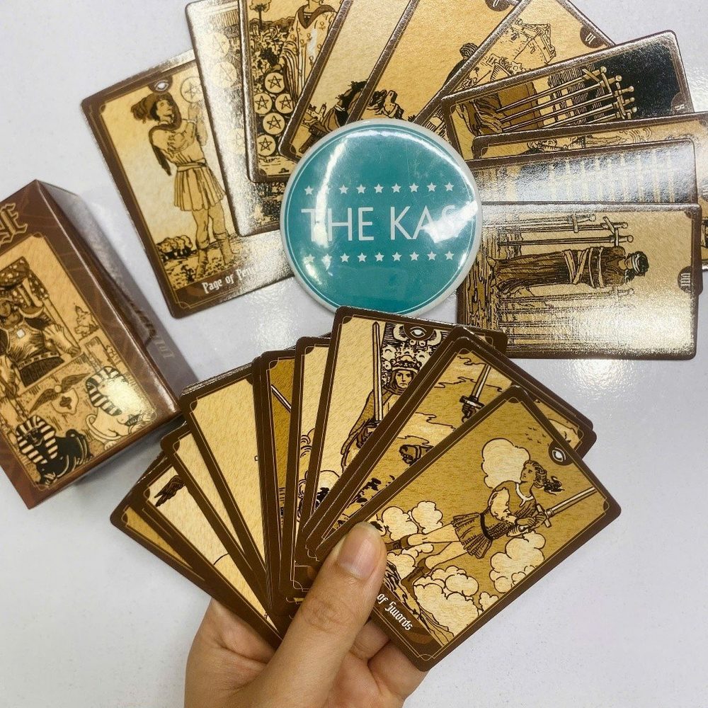 Bộ Bài lá tiếng Anh Deep Eye A.E. Tarot DY1 Ver Nâu 78 Huyền Học trò chơi tarrot
