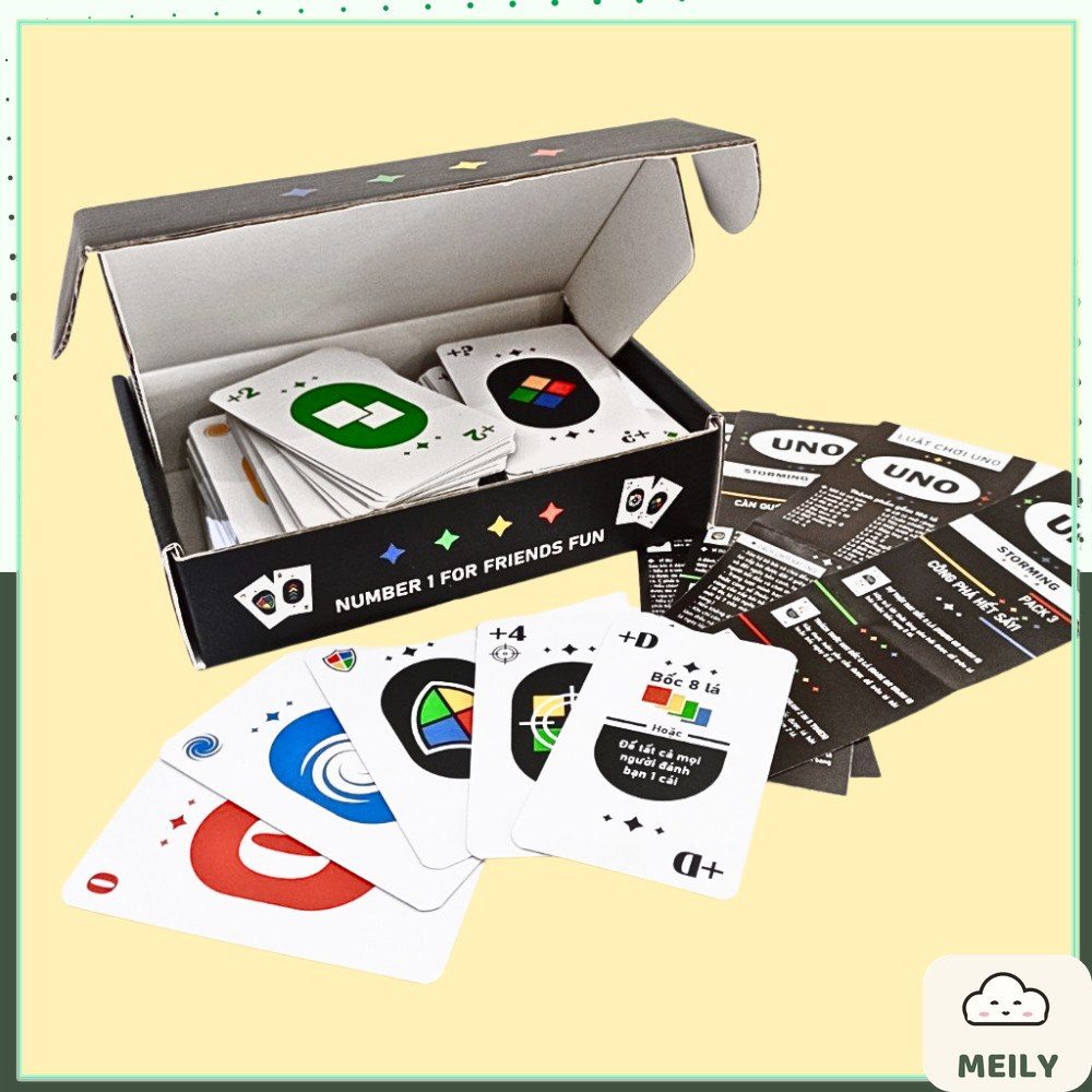 Bộ bài uno đen 210 lá bản dày đẹp trò chơi boardgame dành cho nhóm bạn đông