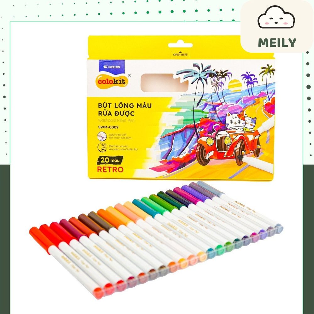 Bộ bút 20 màu Retro rửa được Fiber Pen Thiên Long SWM-C009