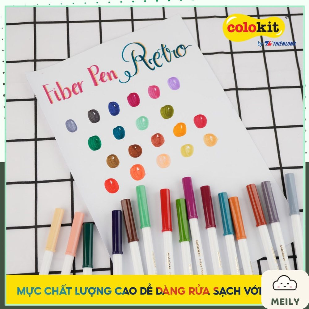 Bộ bút 20 màu Retro rửa được Fiber Pen Thiên Long SWM-C009