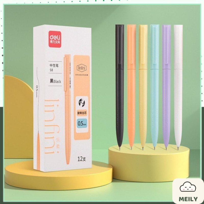 Bộ Bút Bi Nước Mực Gel Ngòi 0.5mm Deli MỰC ĐEN A575