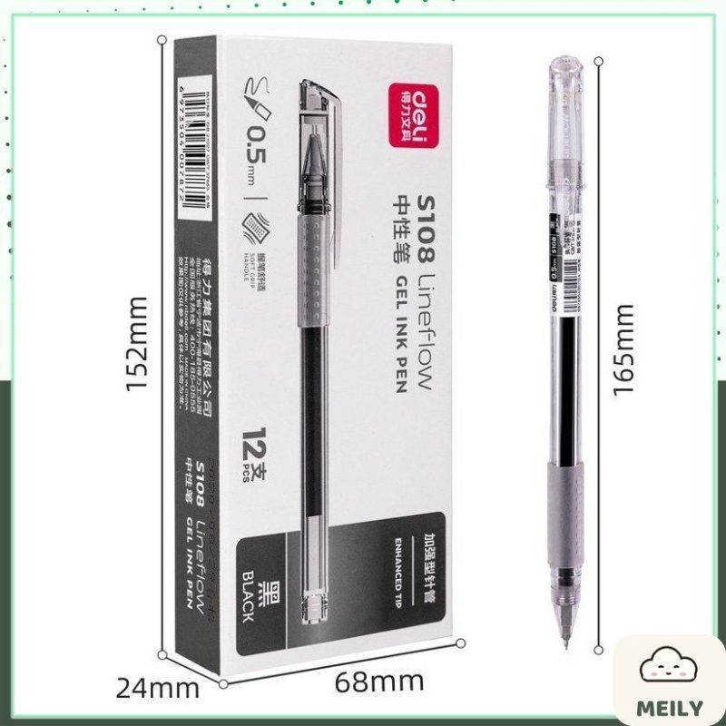Bộ Bút Bi Nước Mực Gel Ngòi 0.5mm Deli MỰC ĐEN A575