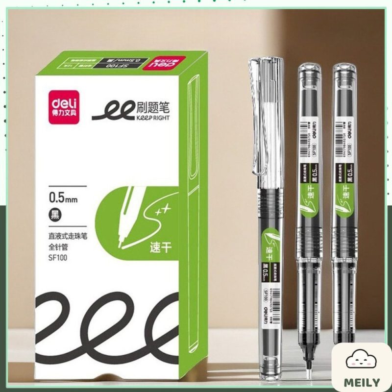 Bộ Bút Bi Nước Mực Gel Ngòi 0.5mm Deli MỰC ĐEN A575