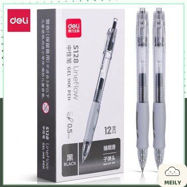 Bộ Bút Bi Nước Mực Gel Ngòi 0.5mm Deli MỰC ĐEN A575