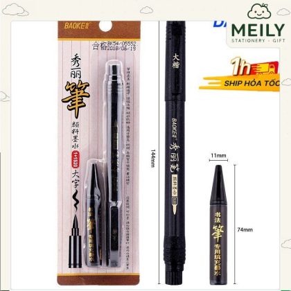 Bộ bút cọ calligraphy Baoke + hộp mực viết brush lettering, thư pháp, Kanji B16