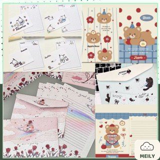 Bộ Giấy Viết Thư + Phong Bì Bưu Thiếp Hoạt Hình Dễ Thương Ghi Lời Chúc