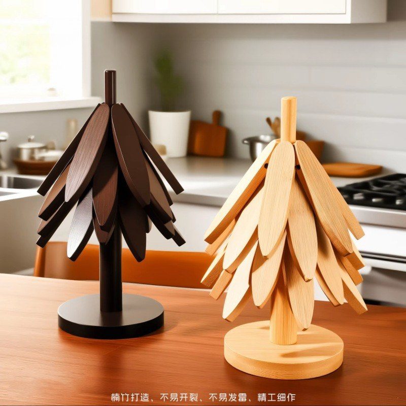 Bộ Lót Ly Gỗ Tre Cây Thông Coaster Gỗ Chịu Nhiệt Decor Nhà Bếp Phòng Khách BL95