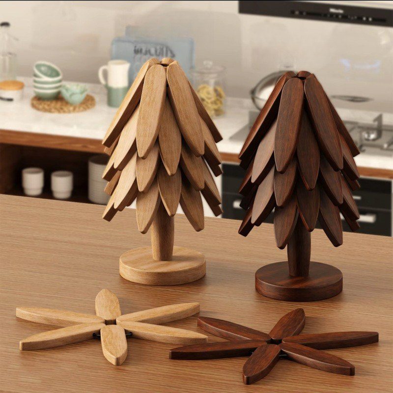Bộ Lót Ly Gỗ Tre Cây Thông Coaster Gỗ Chịu Nhiệt Decor Nhà Bếp Phòng Khách BL95