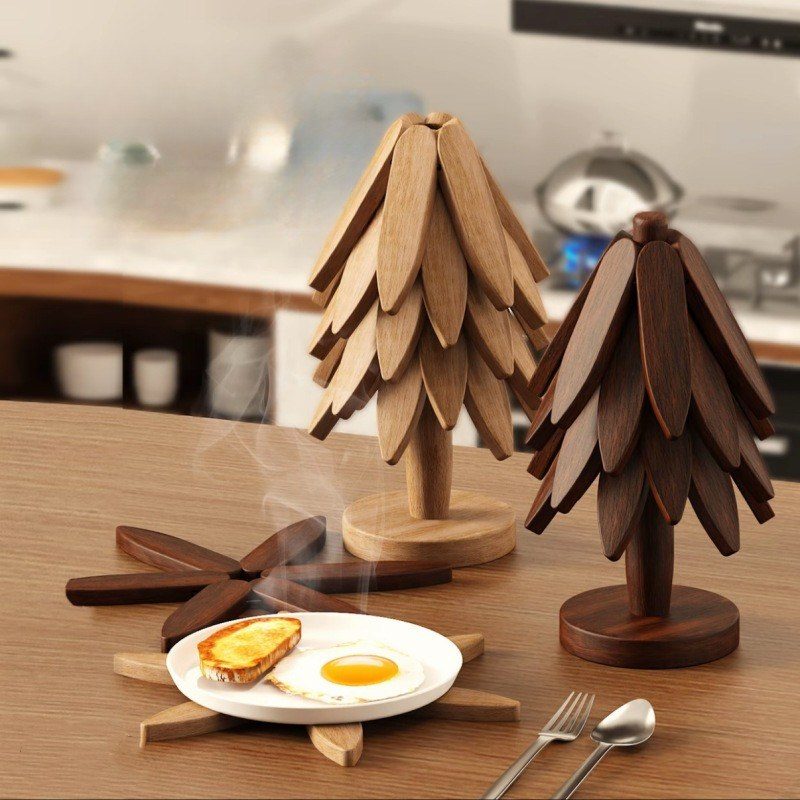 Bộ Lót Ly Gỗ Tre Cây Thông Coaster Gỗ Chịu Nhiệt Decor Nhà Bếp Phòng Khách BL95