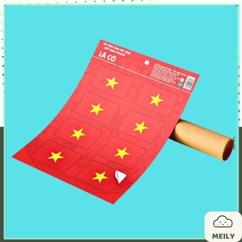 Bộ 5 mẫu nhãn dán lá cờ Việt Nam chống nước cổ vũ sự kiện