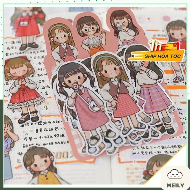 Bộ sticker cô nàng, chàng trai cá tính dán sổ, album