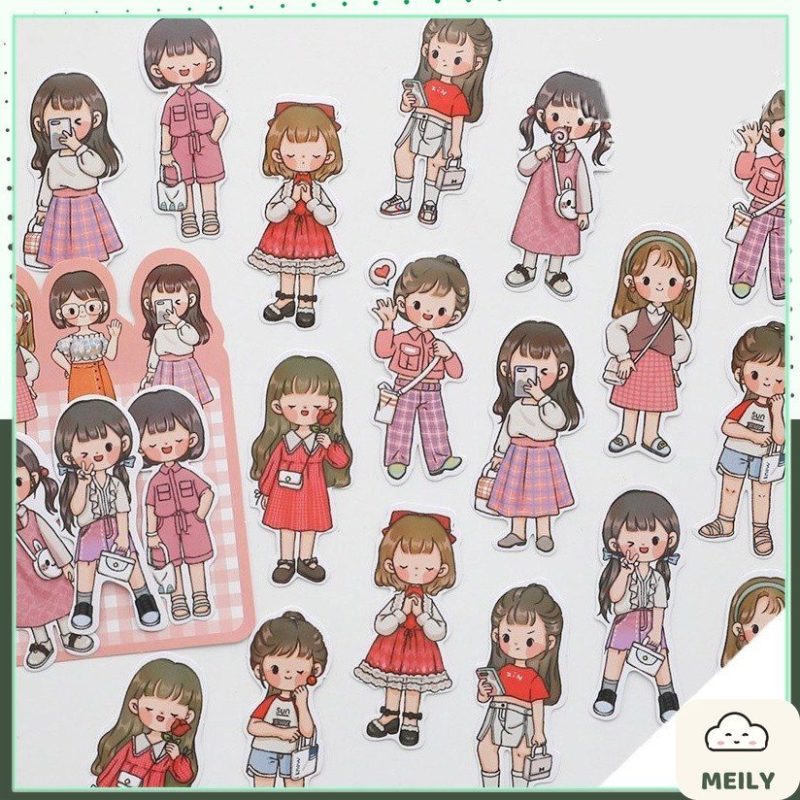 Bộ sticker cô nàng, chàng trai cá tính dán sổ, album