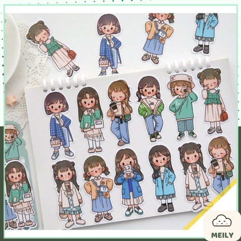 Bộ sticker cô nàng, chàng trai cá tính dán sổ, album