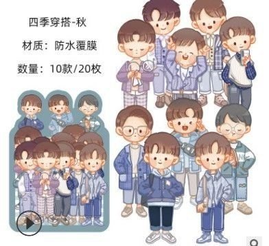 Bộ sticker cô nàng, chàng trai cá tính dán sổ, album - Chàng trai áo xanh dương