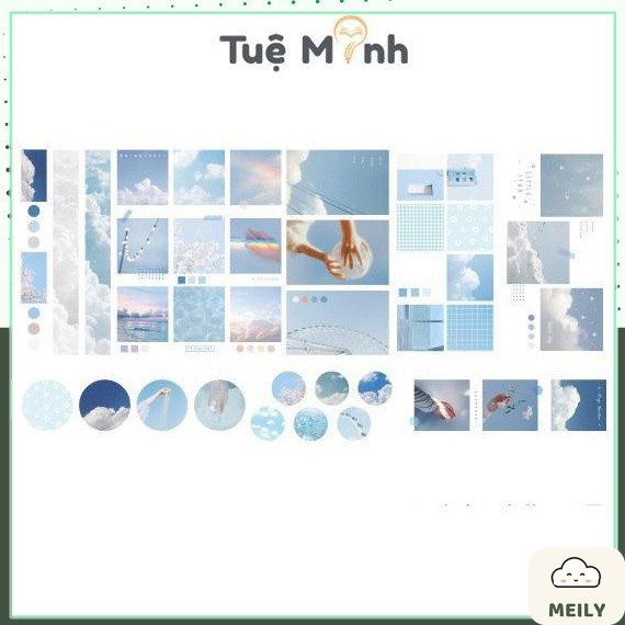 Bộ túi zip 40 tờ sticker nhãn dán ảnh giấy dán phong cách trong trẻo