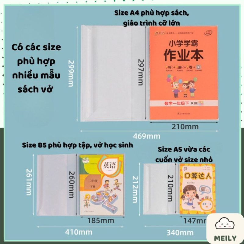 Bọc vở Klong trong suốt chống nước A5, B5 10 tờ