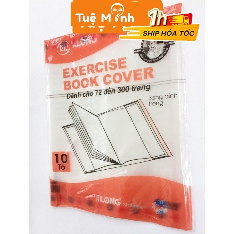 Bọc vở Klong trong suốt chống nước A5, B5 10 tờ - 2 màu-klong ms418-160 (thếp 10 cái)-NN