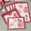 Set 4 phong bì+ giấy viết thư hoa hồng khô đỏ đậm TH49