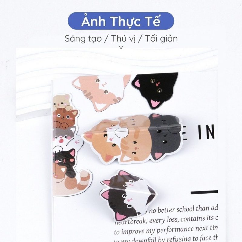 Bookmark nam châm hình mèo đánh dấu sách PVC cho planner