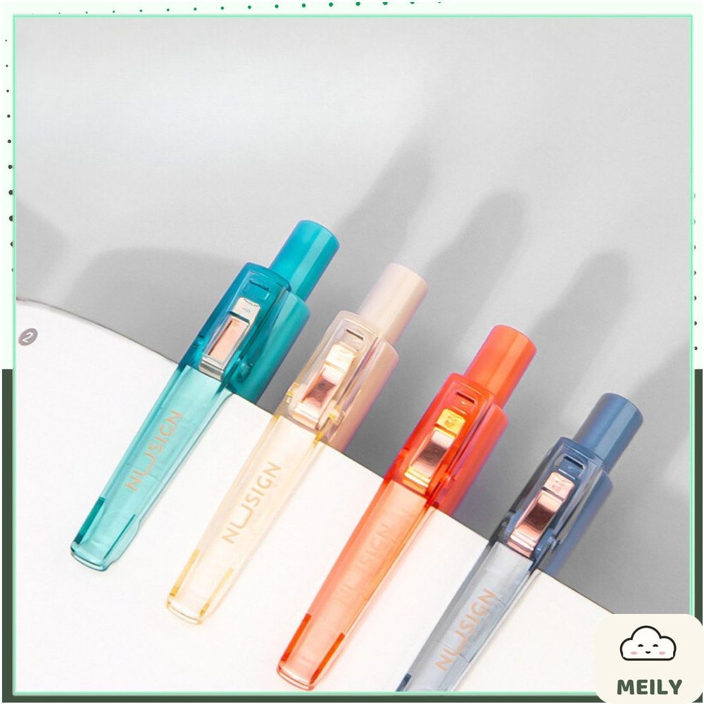 Bút bi bấm 0.5mm mực gel Deli nghệ thuật morandi vỏ màu trendy mực đen NS568