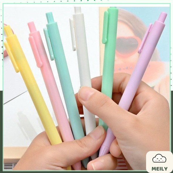 Bút bi bấm màu macaron mực đen nét 0.5mm dễ thương B22