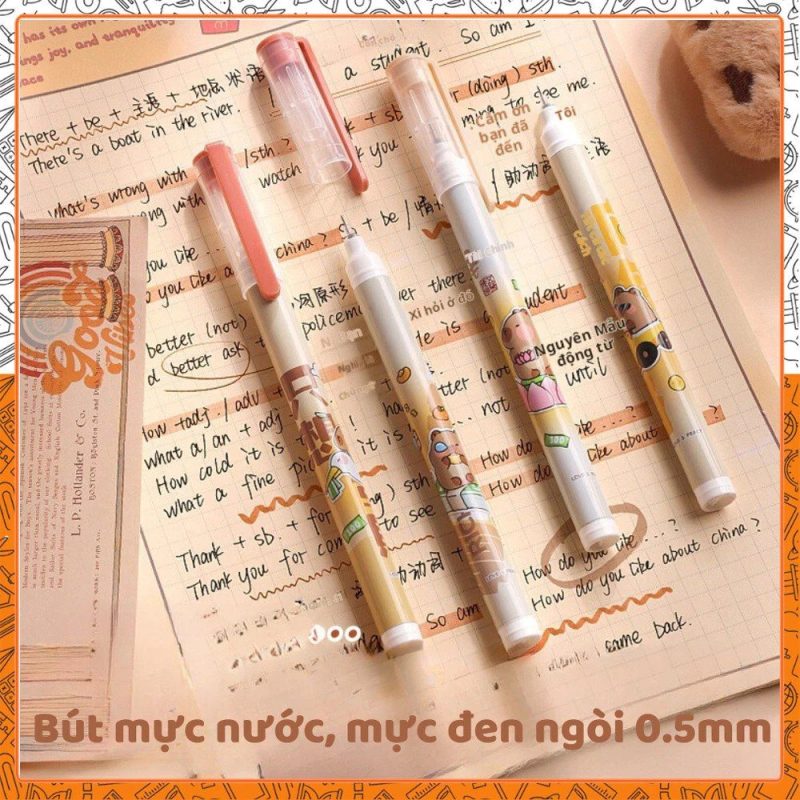 Bút bi bấm màu macaron mực đen nét 0.5mm dễ thương B22