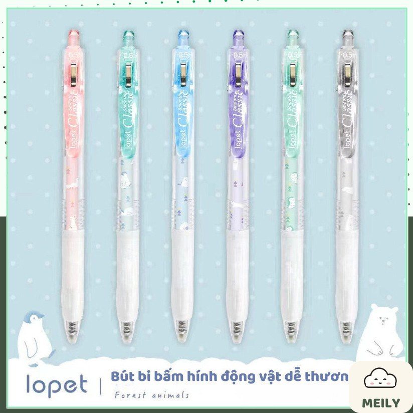 Bút bi bấm mực gel hình động vật đẹp mắt Lopet B110