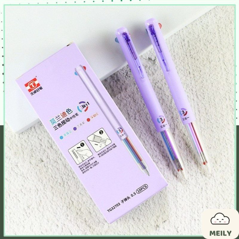 Bút bi bấm mực gel với 3 ngòi màu khác nhau B106