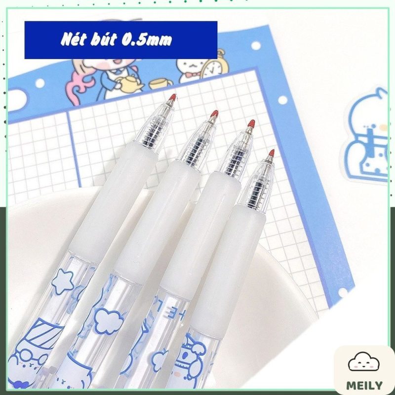 Bút bi bấm trong suốt hình gấu cute B37