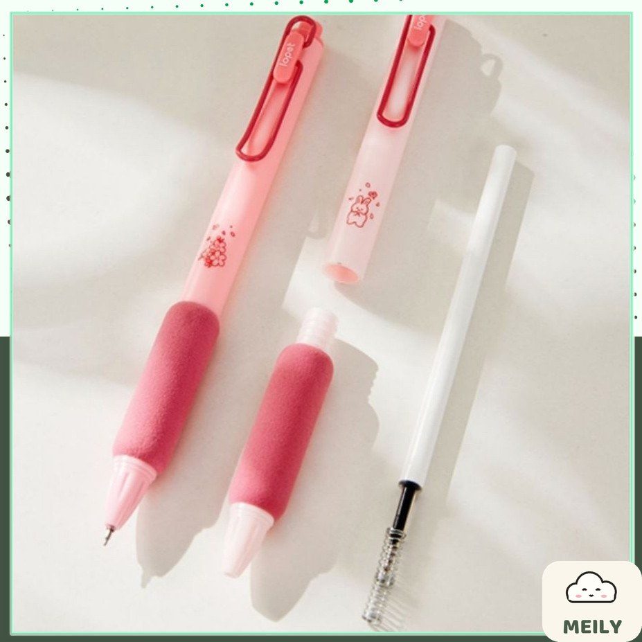 Bút bi Lopet thỏ anh đào cài kim loại hồng ngòi 0.5mm B84