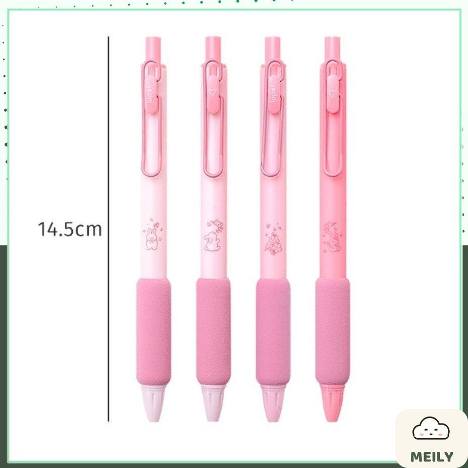Bút bi Lopet thỏ anh đào cài kim loại hồng ngòi 0.5mm B84