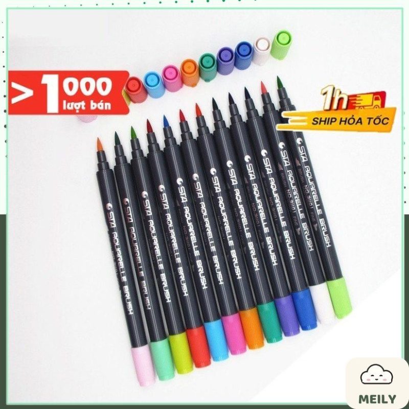 Bút brush 2 đầu gồm 1 đầu lông mềm + 1 đầu fine B01