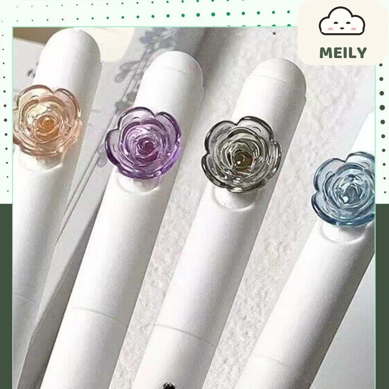 Bút cài xoay bông hoa hồng ngòi bi mực gel B116
