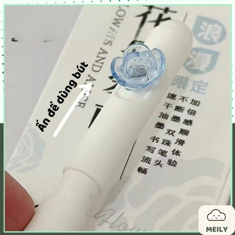Bút cài xoay bông hoa hồng ngòi bi mực gel B116