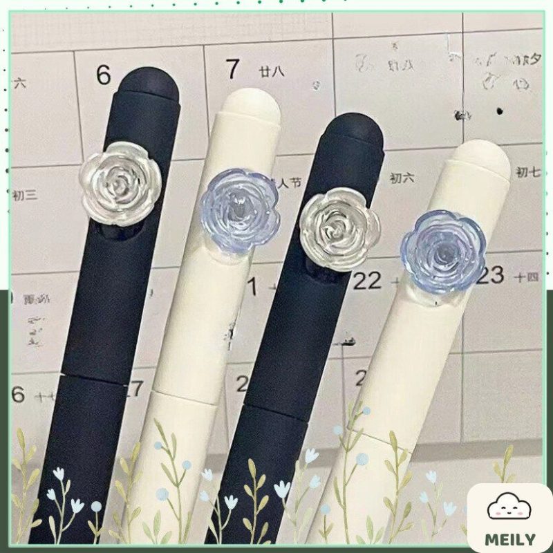 Bút cài xoay bông hoa hồng ngòi bi mực gel B116