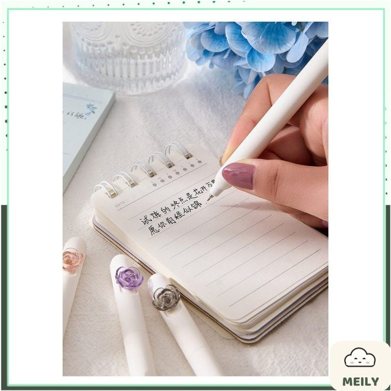 Bút cài xoay bông hoa hồng ngòi bi mực gel B116