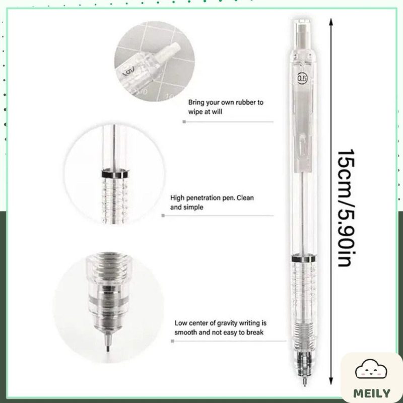 Bút chì bấm nhựa trong suốt ruột 2B nét đậm