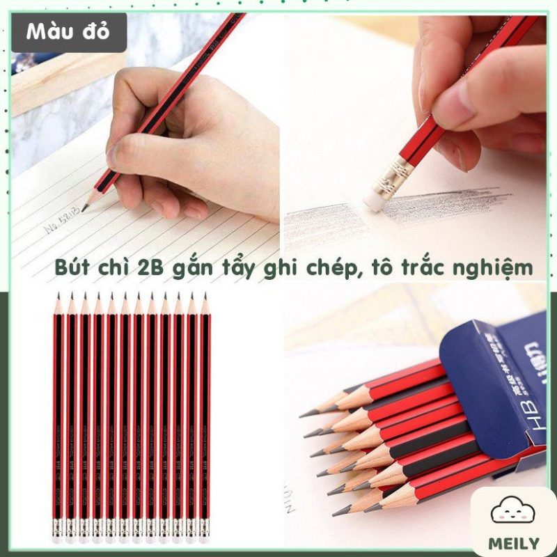 Bút chì Deli gỗ HB 2B thân pastel